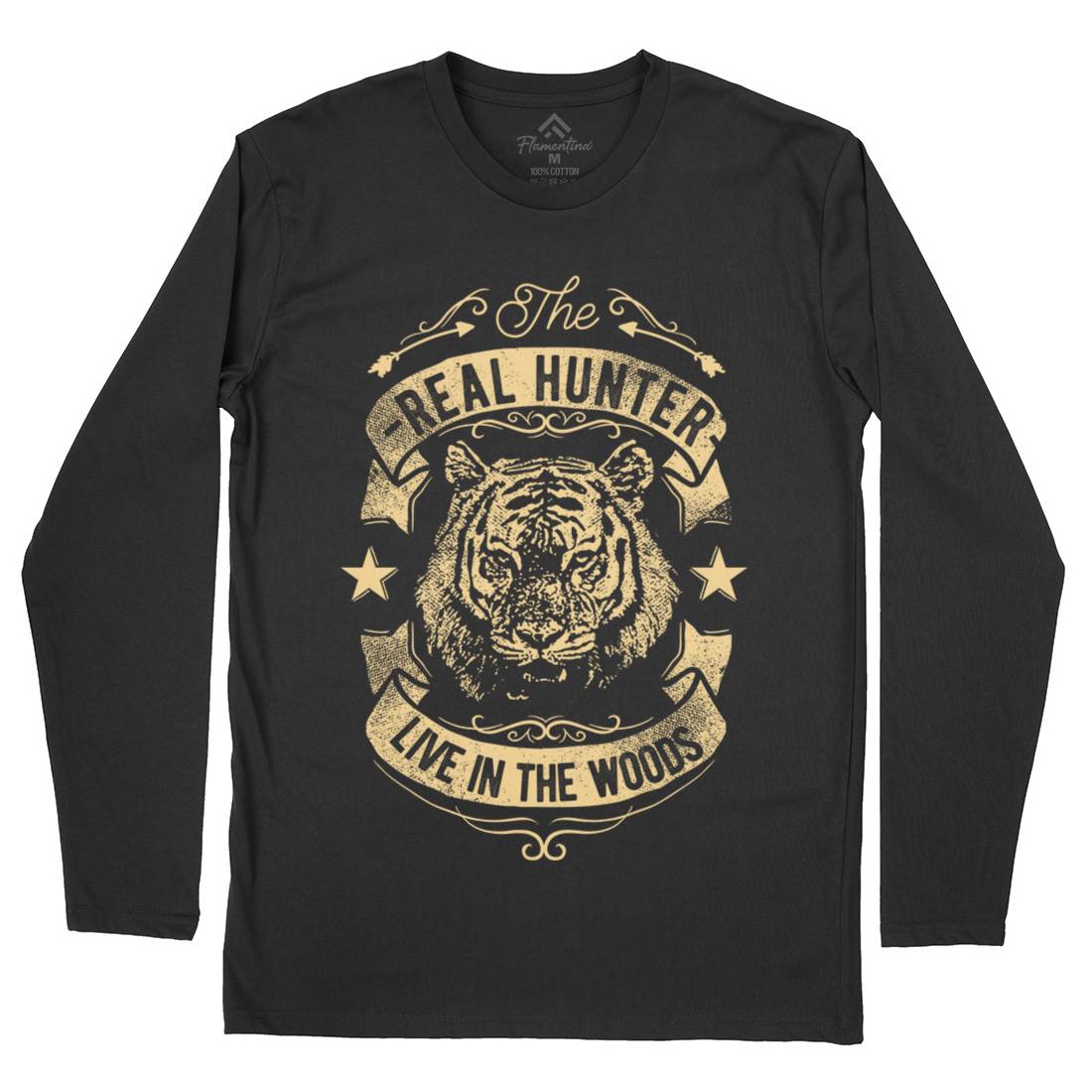 The Real Hunter Live In The Woods Mens Long Sleeve T-Shirt Nature C989
