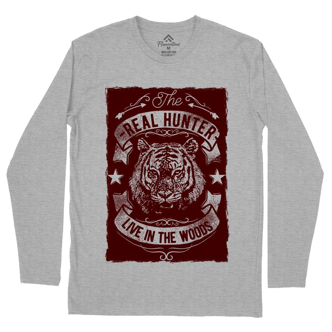 The Real Hunter Live In The Woods Mens Long Sleeve T-Shirt Nature C989