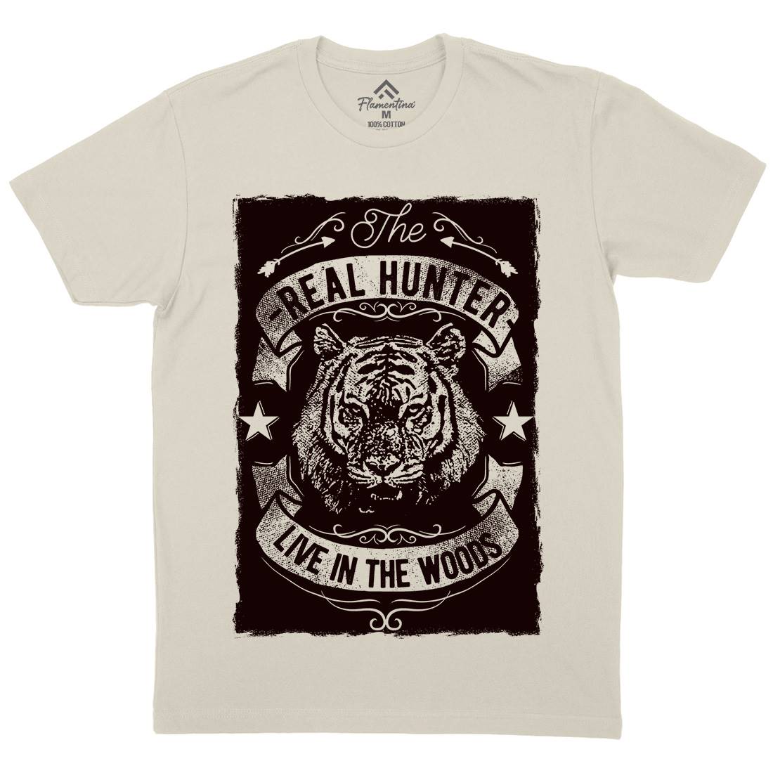 The Real Hunter Live In The Woods Mens Organic Crew Neck T-Shirt Nature C989