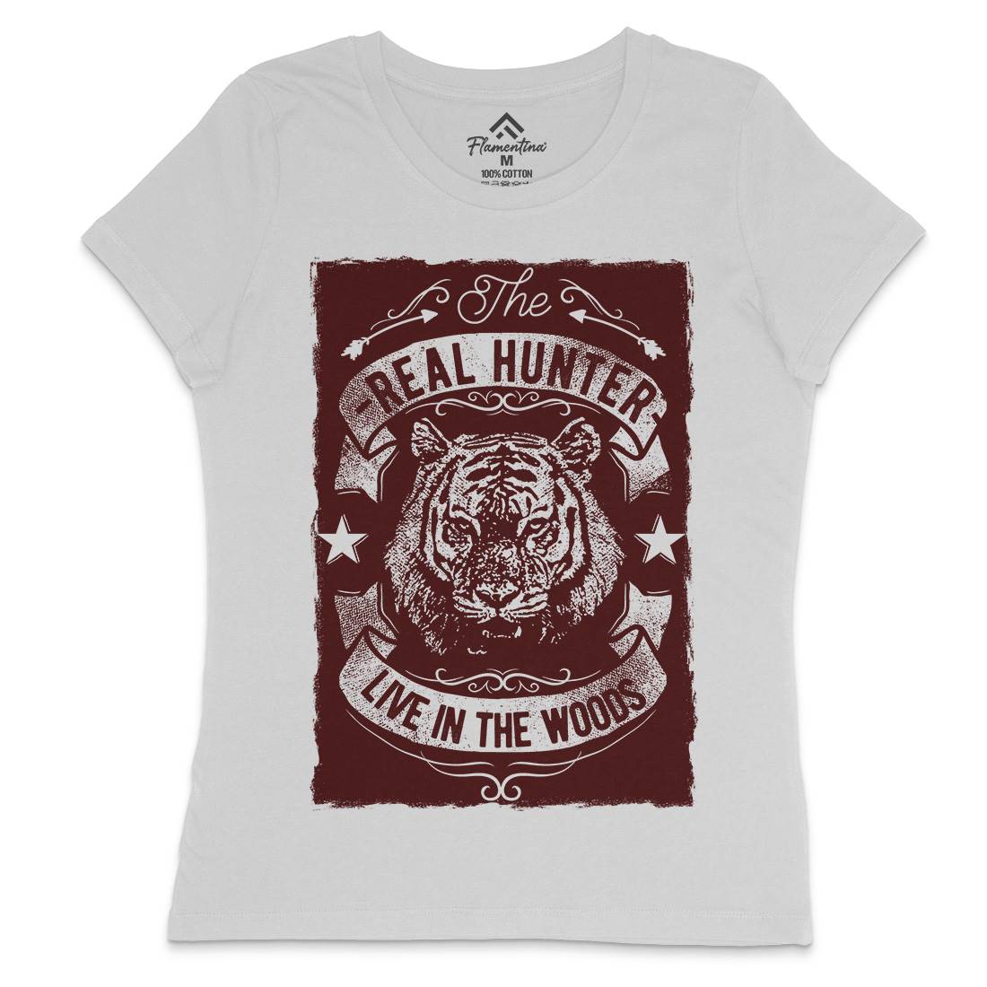 The Real Hunter Live In The Woods Womens Crew Neck T-Shirt Nature C989