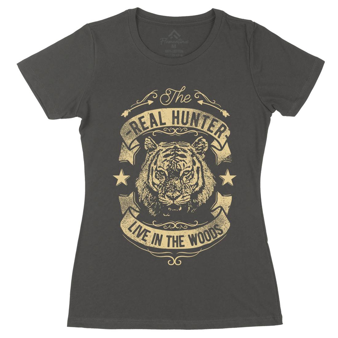 The Real Hunter Live In The Woods Womens Organic Crew Neck T-Shirt Nature C989