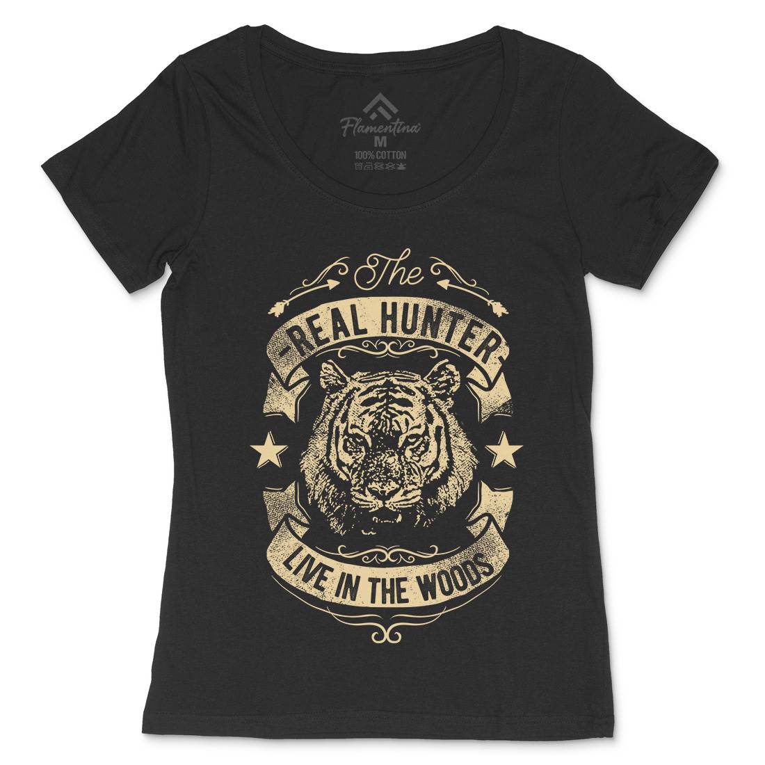 The Real Hunter Live In The Woods Womens Scoop Neck T-Shirt Nature C989