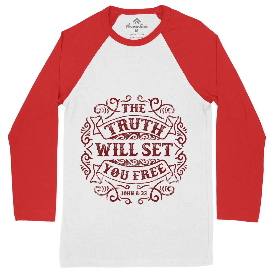 The Truth Will Set You Free Mens Long Sleeve Baseball T-Shirt Religion C990