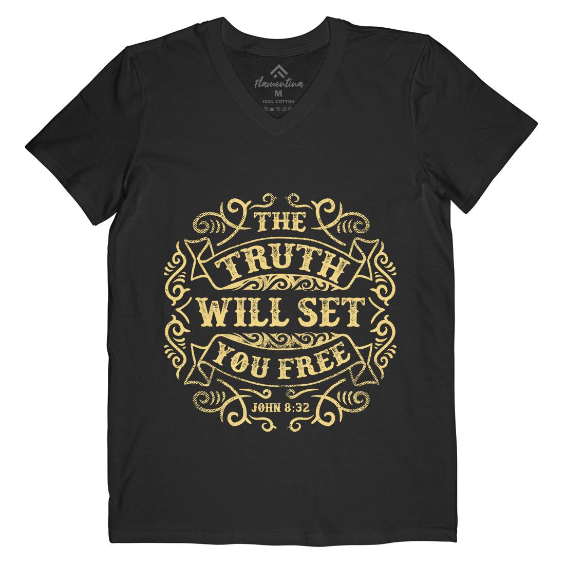The Truth Will Set You Free Mens Organic V-Neck T-Shirt Religion C990