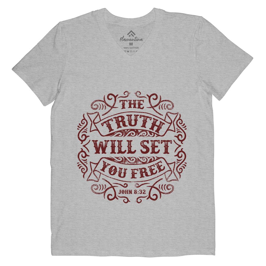 The Truth Will Set You Free Mens Organic V-Neck T-Shirt Religion C990
