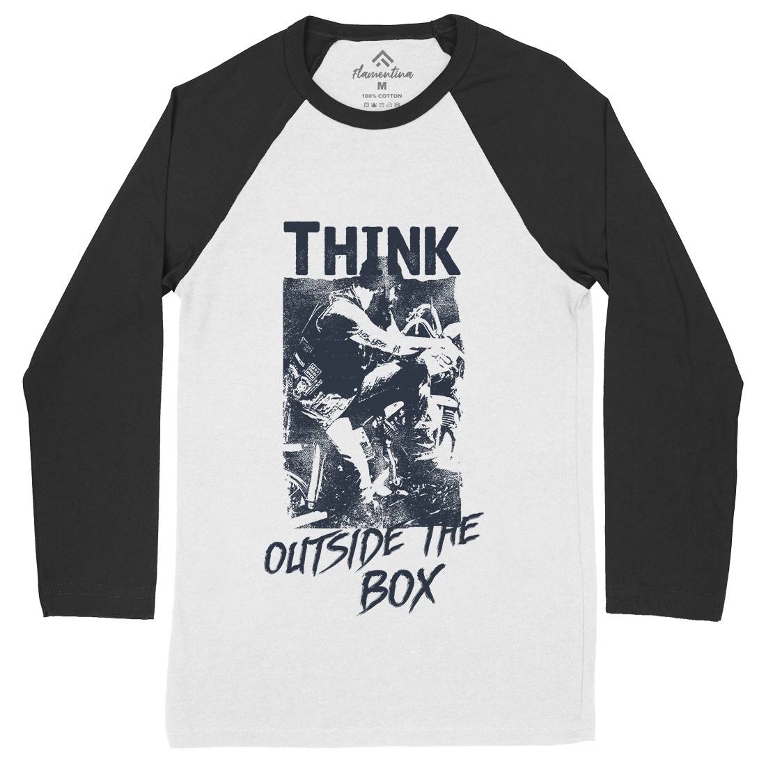 Think Outside The Box Mens Long Sleeve Baseball T-Shirt Motorcycles C991