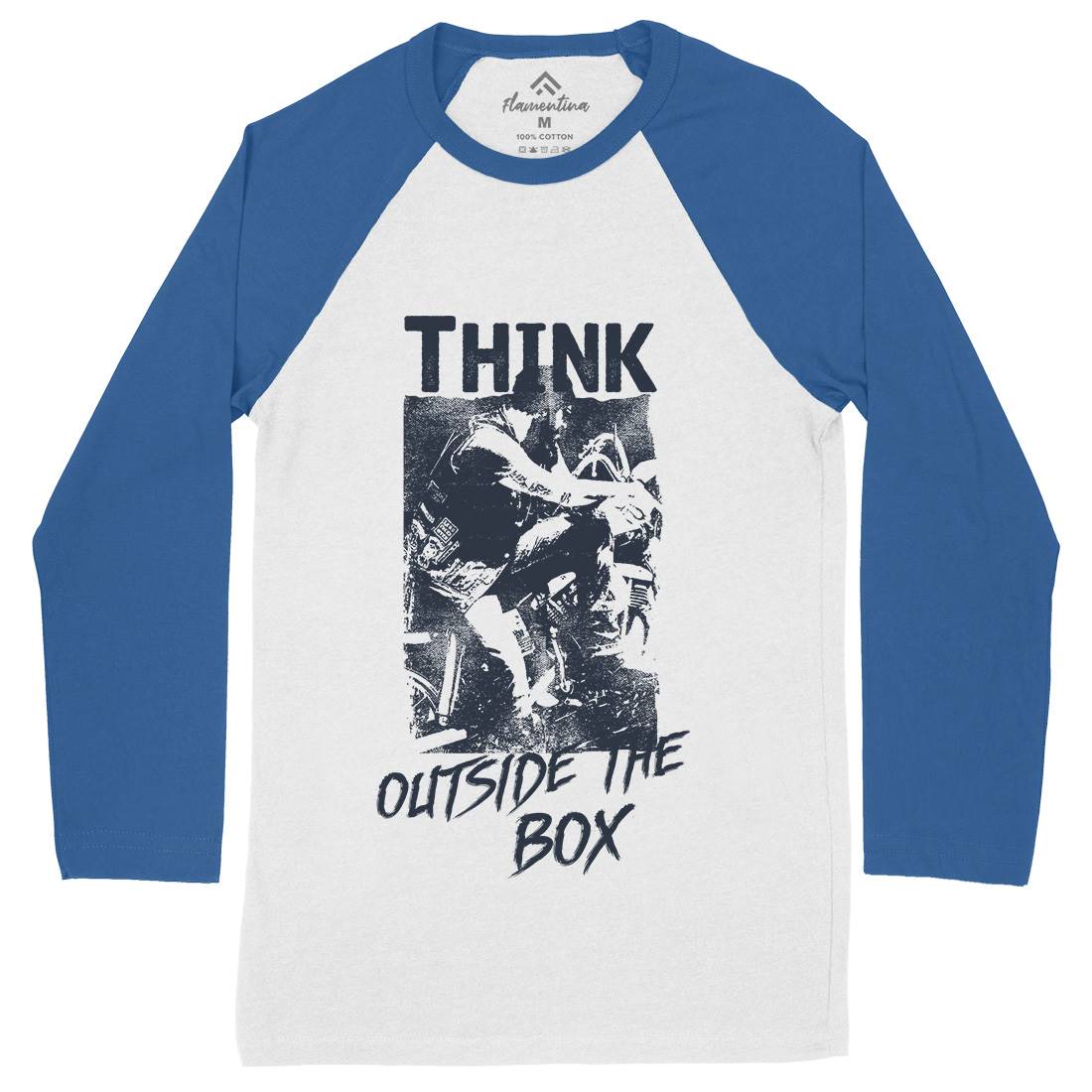 Think Outside The Box Mens Long Sleeve Baseball T-Shirt Motorcycles C991