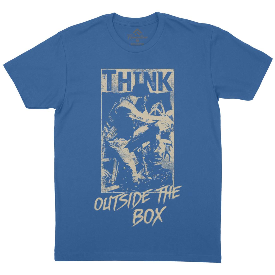 Think Outside The Box Mens Organic Crew Neck T-Shirt Motorcycles C991