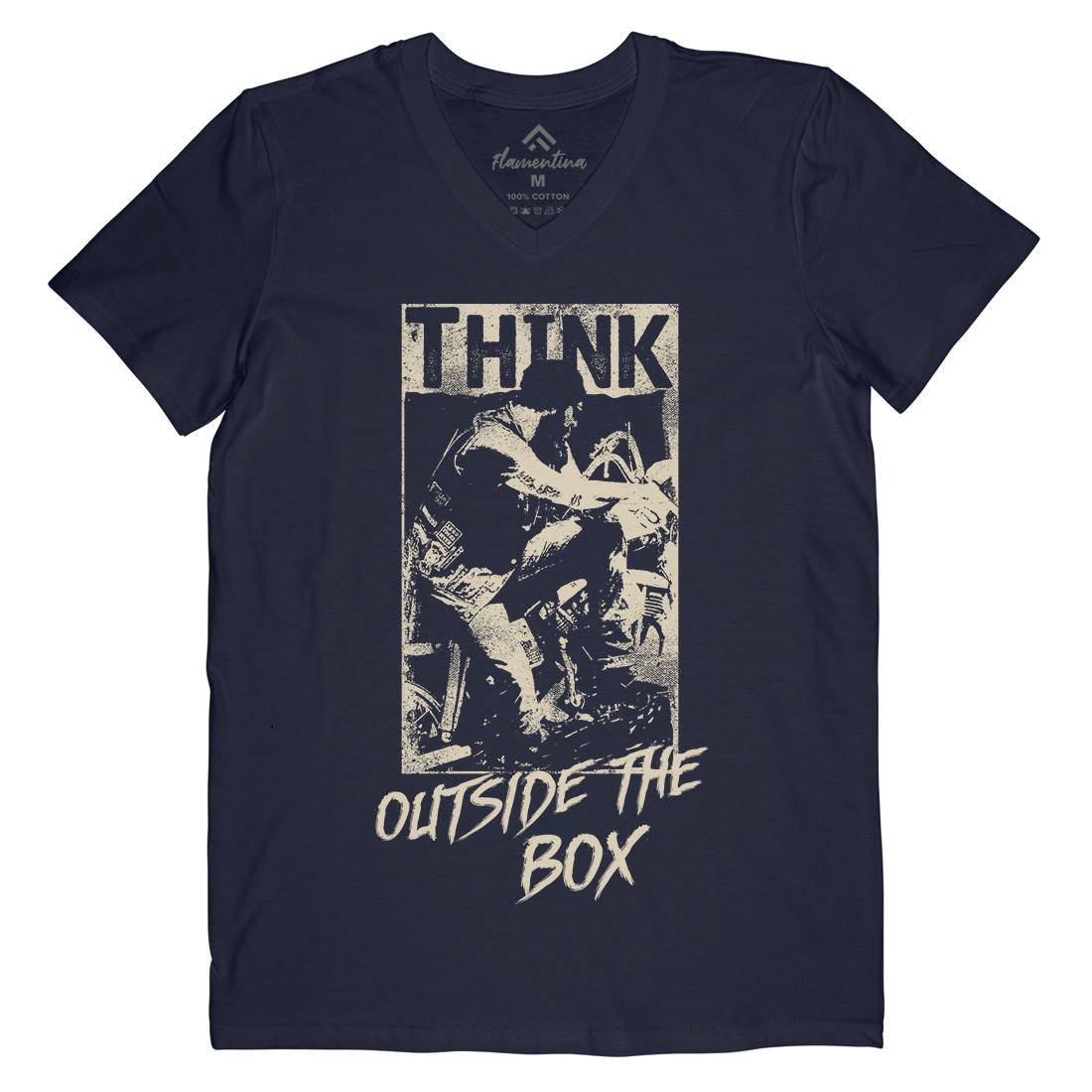Think Outside The Box Mens V-Neck T-Shirt Motorcycles C991