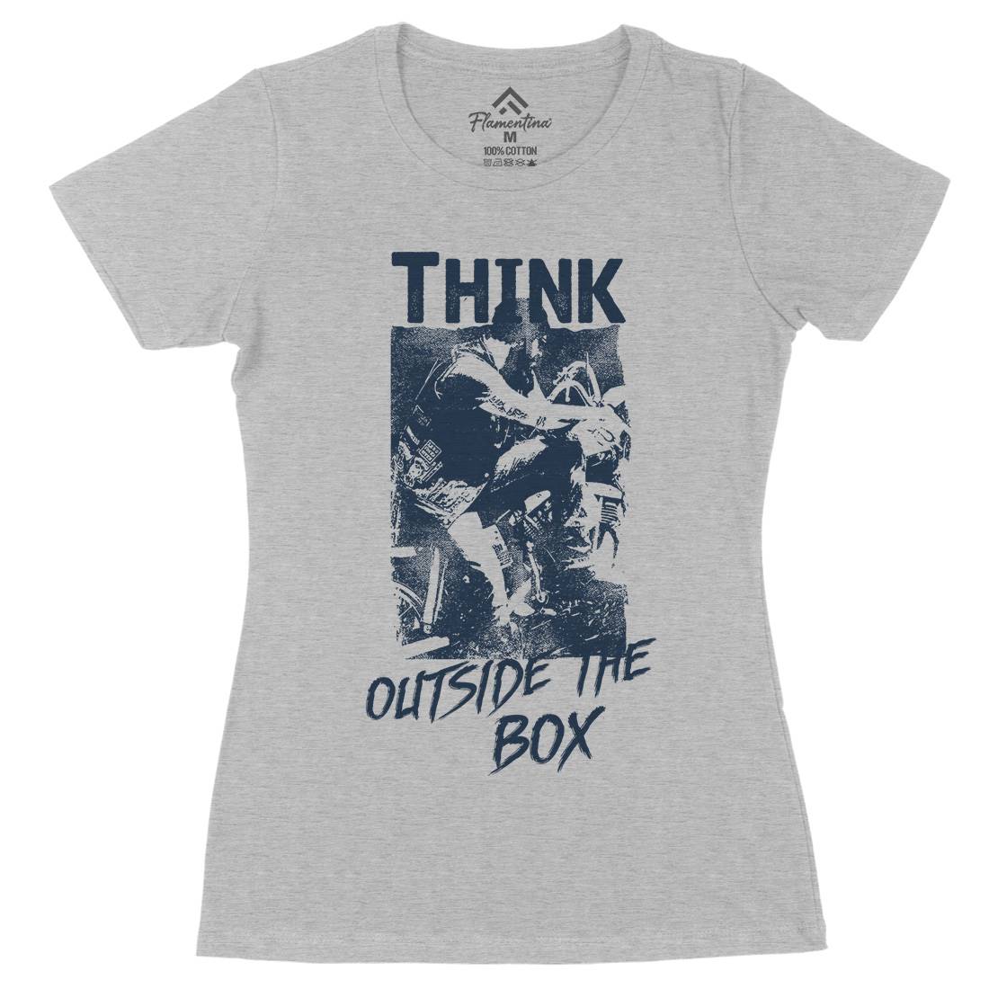Think Outside The Box Womens Organic Crew Neck T-Shirt Motorcycles C991