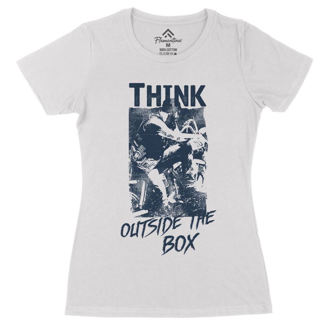 Think Outside The Box Womens Organic Crew Neck T-Shirt Motorcycles C991