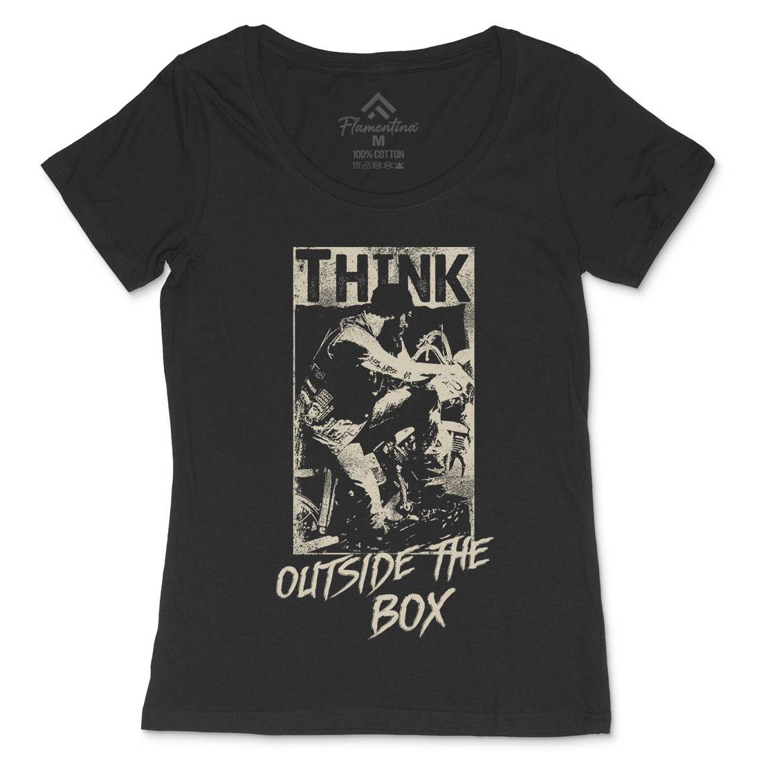 Think Outside The Box Womens Scoop Neck T-Shirt Motorcycles C991