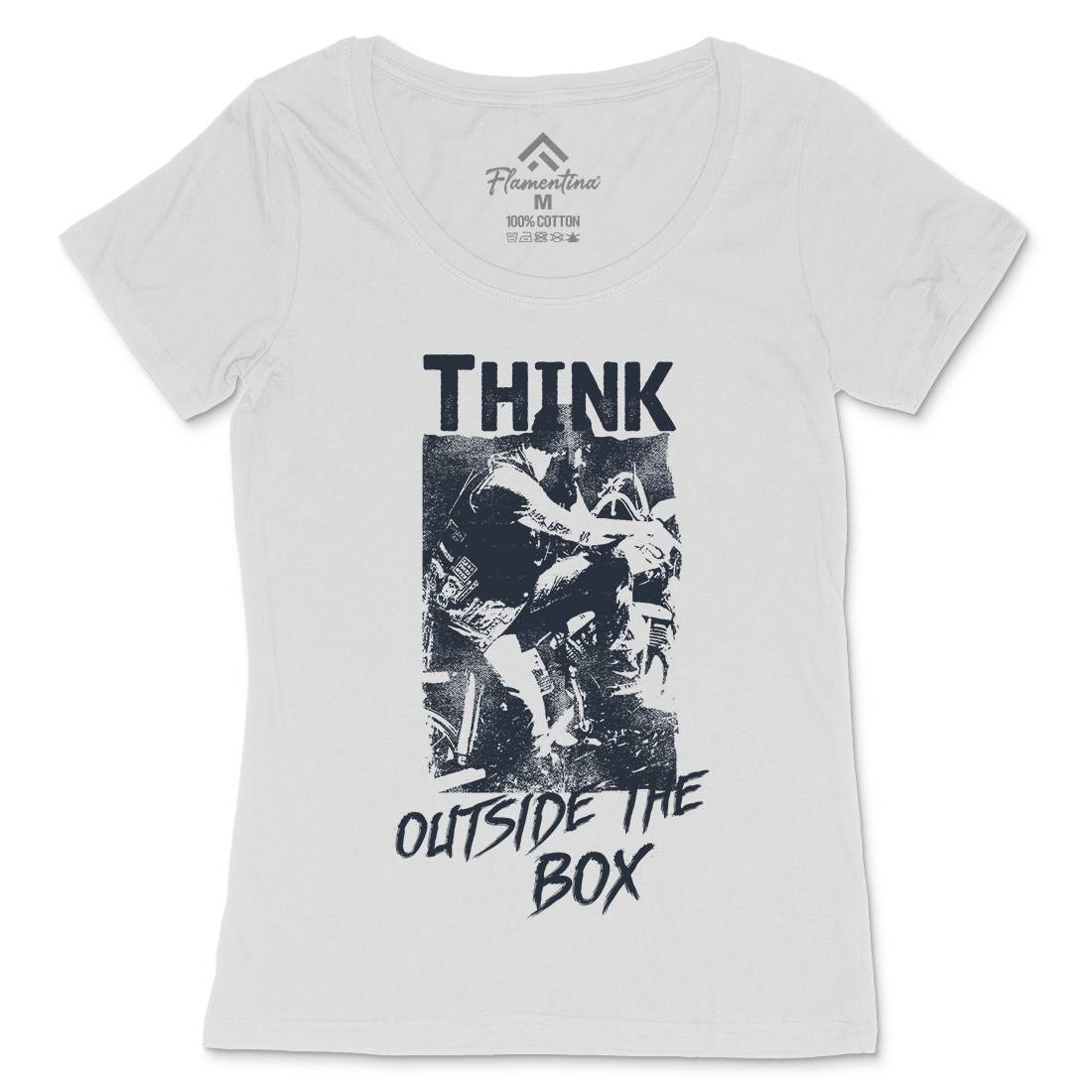 Think Outside The Box Womens Scoop Neck T-Shirt Motorcycles C991