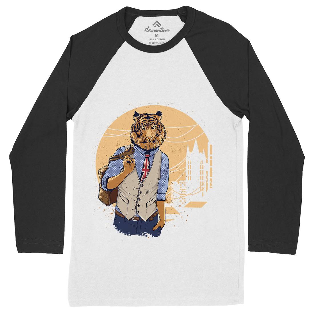 Tiger Mens Long Sleeve Baseball T-Shirt Animals C992