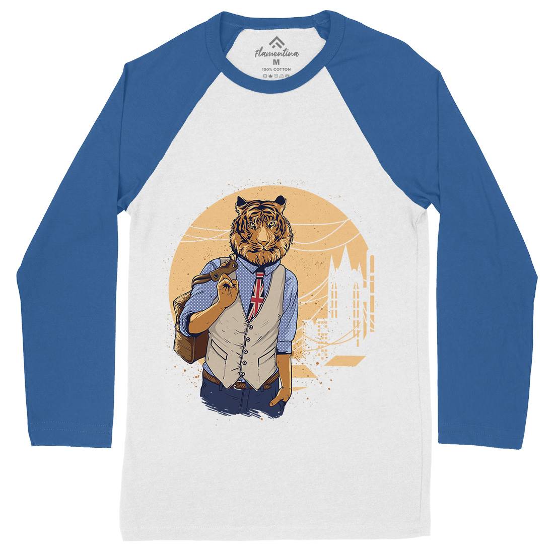 Tiger Mens Long Sleeve Baseball T-Shirt Animals C992