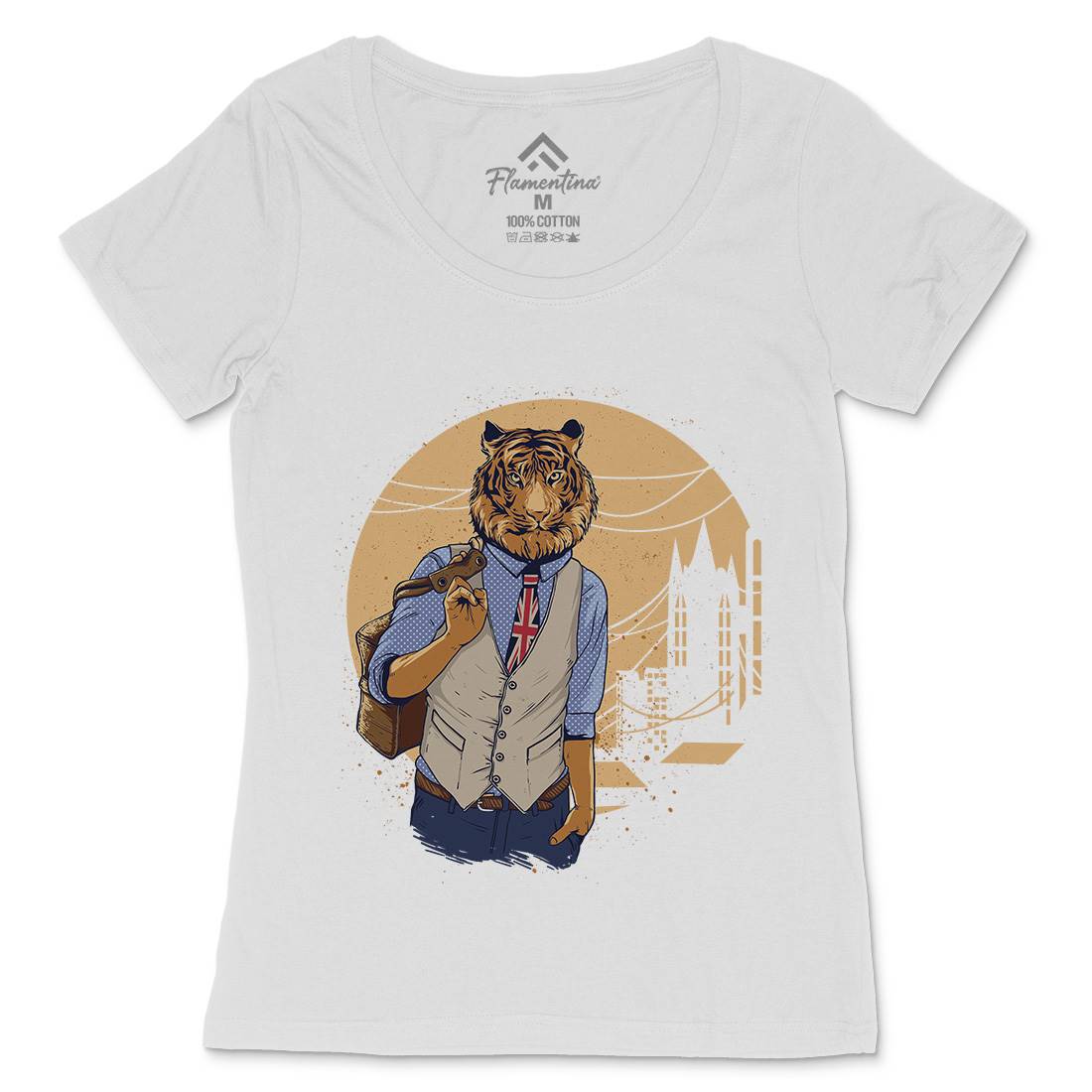 Tiger Womens Scoop Neck T-Shirt Animals C992