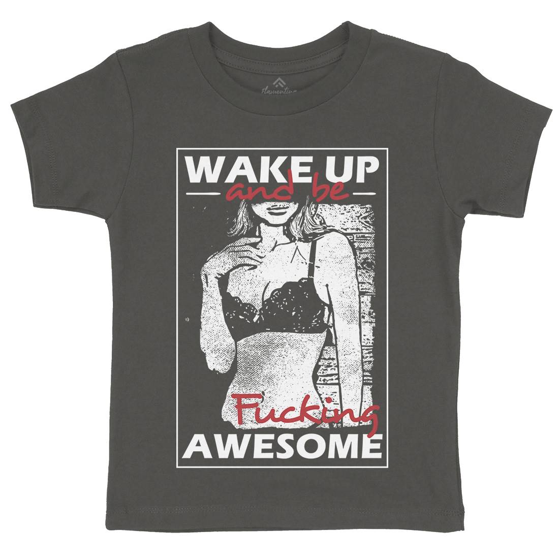 Wake Up And Be Awesome Kids Organic Crew Neck T-Shirt Gym C993