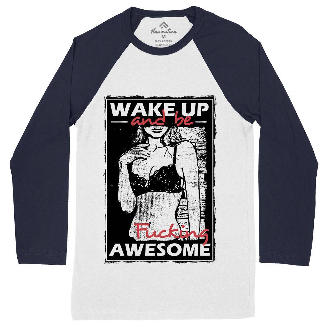 Wake Up And Be Awesome Mens Long Sleeve Baseball T-Shirt Gym C993