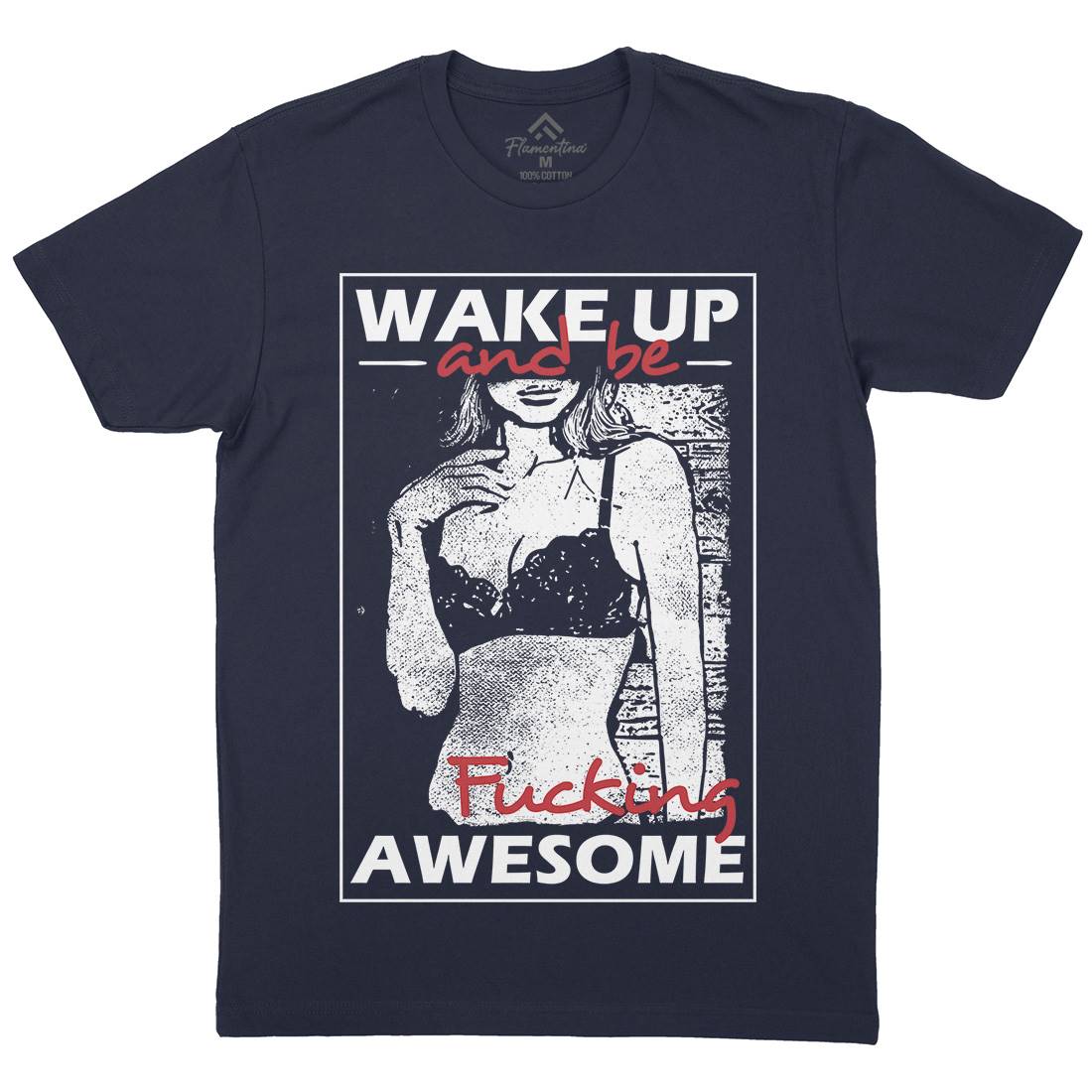 Wake Up And Be Awesome Mens Crew Neck T-Shirt Gym C993