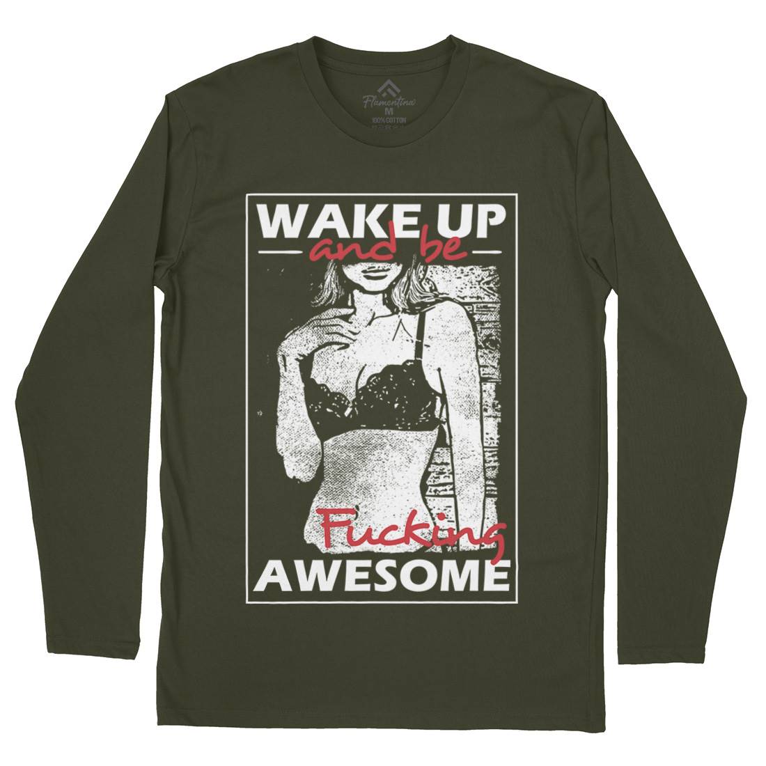 Wake Up And Be Awesome Mens Long Sleeve T-Shirt Gym C993