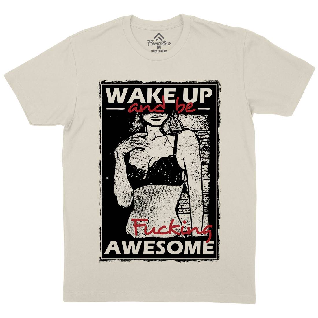 Wake Up And Be Awesome Mens Organic Crew Neck T-Shirt Gym C993