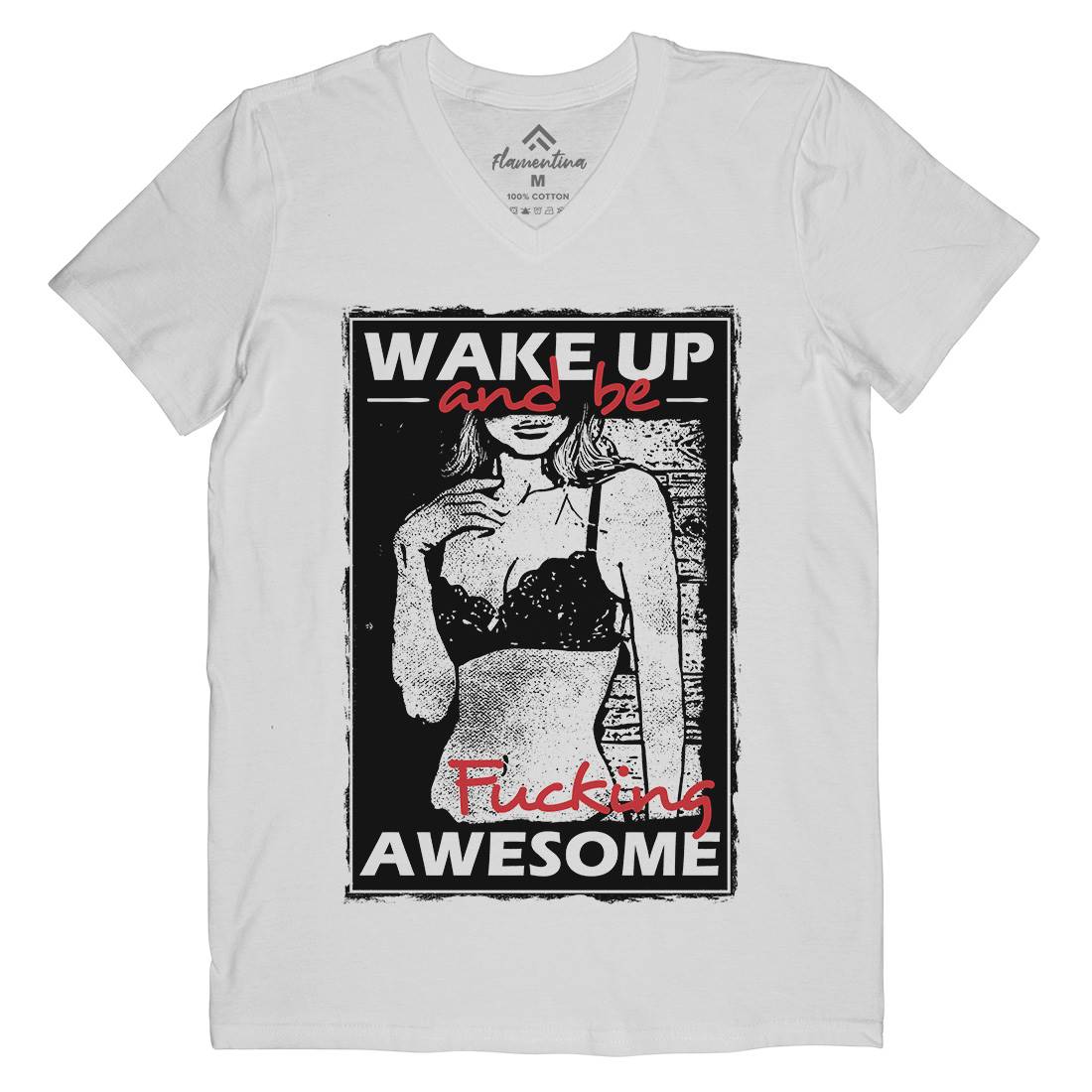 Wake Up And Be Awesome Mens V-Neck T-Shirt Gym C993