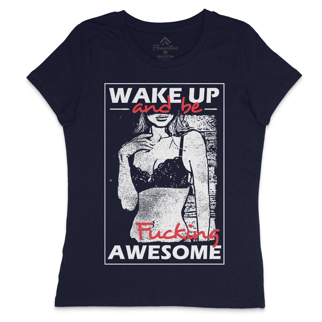 Wake Up And Be Awesome Womens Crew Neck T-Shirt Gym C993