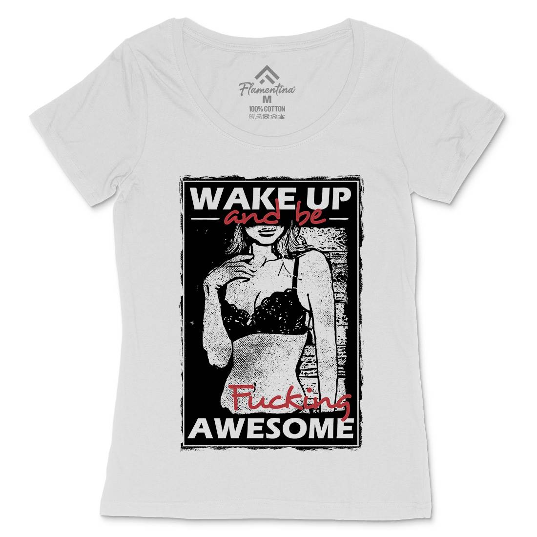 Wake Up And Be Awesome Womens Scoop Neck T-Shirt Gym C993