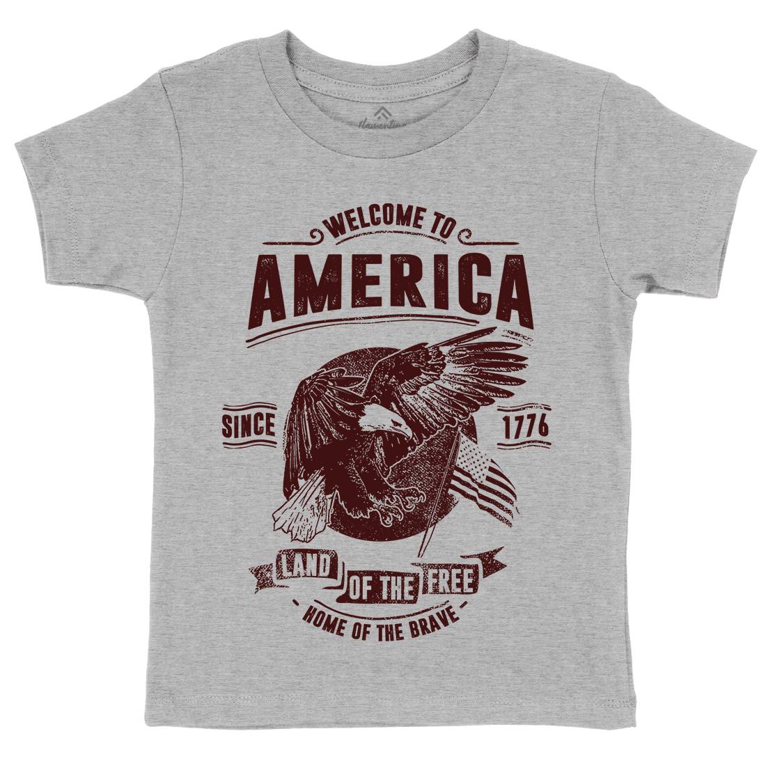 Welcome To America Kids Organic Crew Neck T-Shirt American C994
