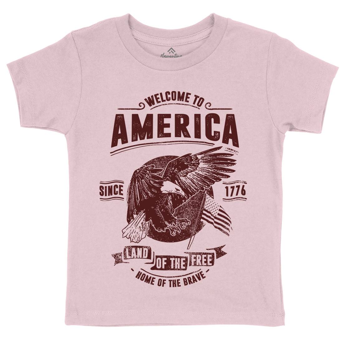 Welcome To America Kids Organic Crew Neck T-Shirt American C994