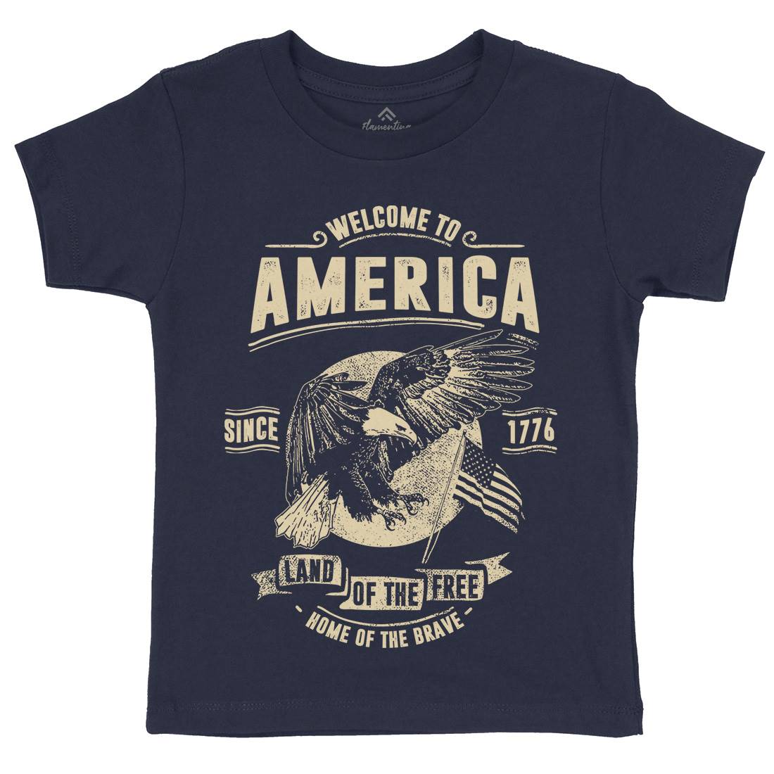 Welcome To America Kids Crew Neck T-Shirt American C994