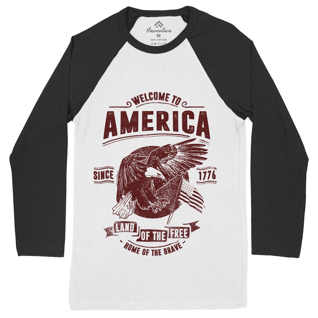 Welcome To America Mens Long Sleeve Baseball T-Shirt American C994