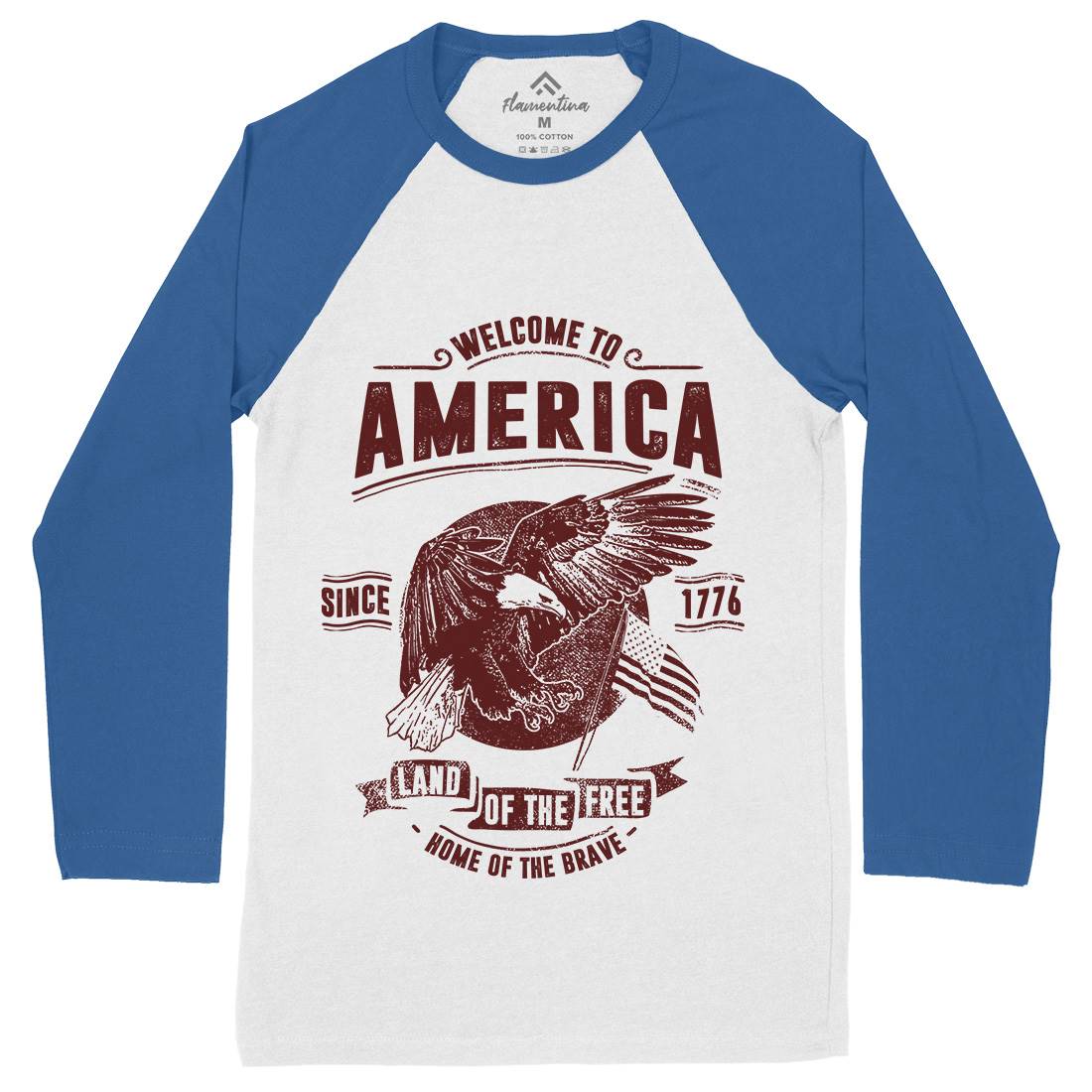 Welcome To America Mens Long Sleeve Baseball T-Shirt American C994