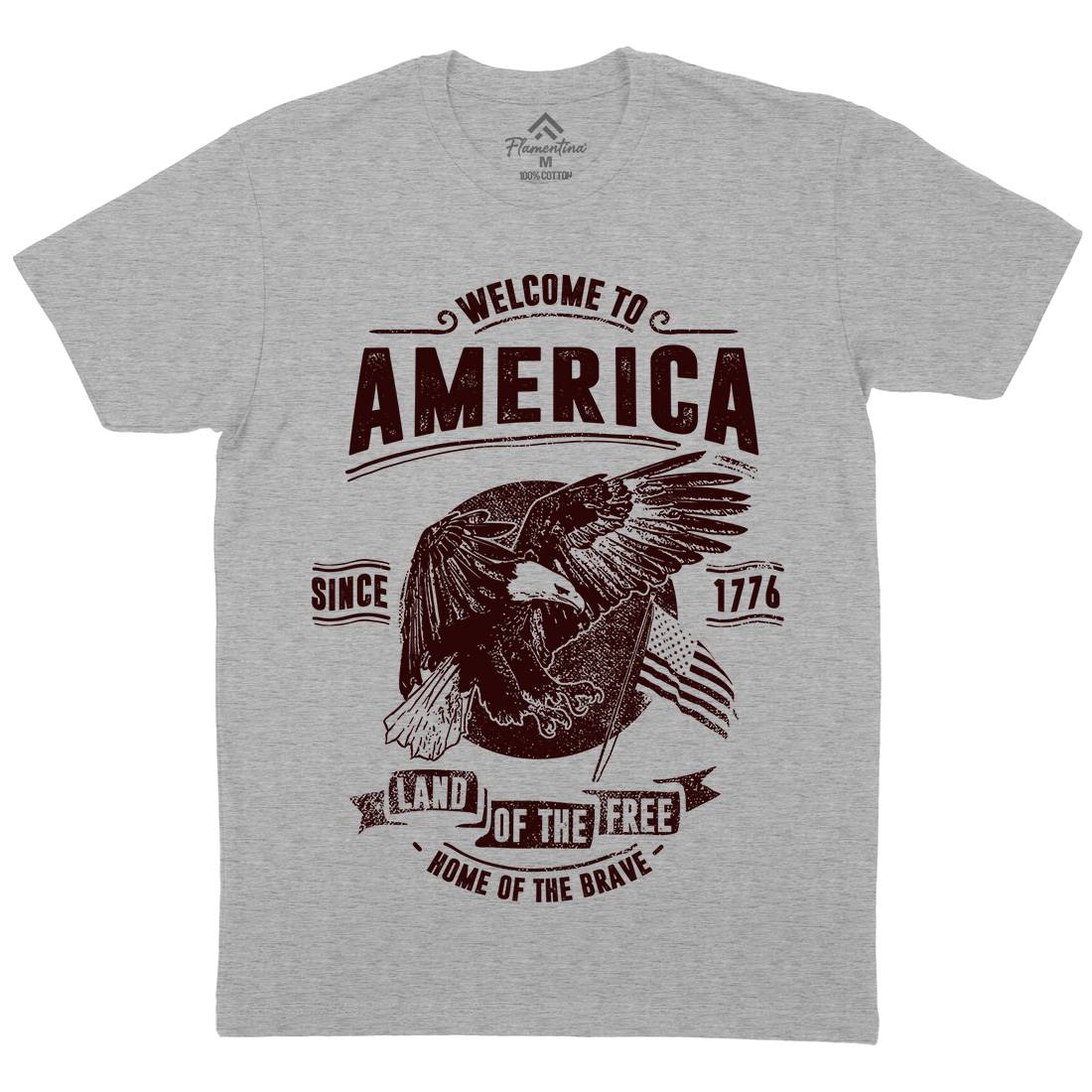 Welcome To America Mens Organic Crew Neck T-Shirt American C994