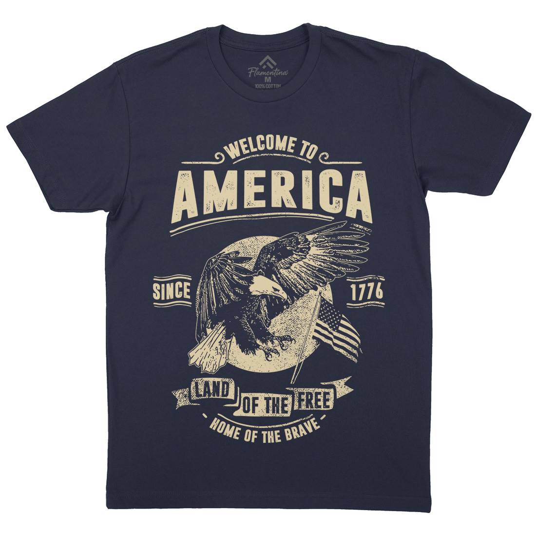 Welcome To America Mens Organic Crew Neck T-Shirt American C994
