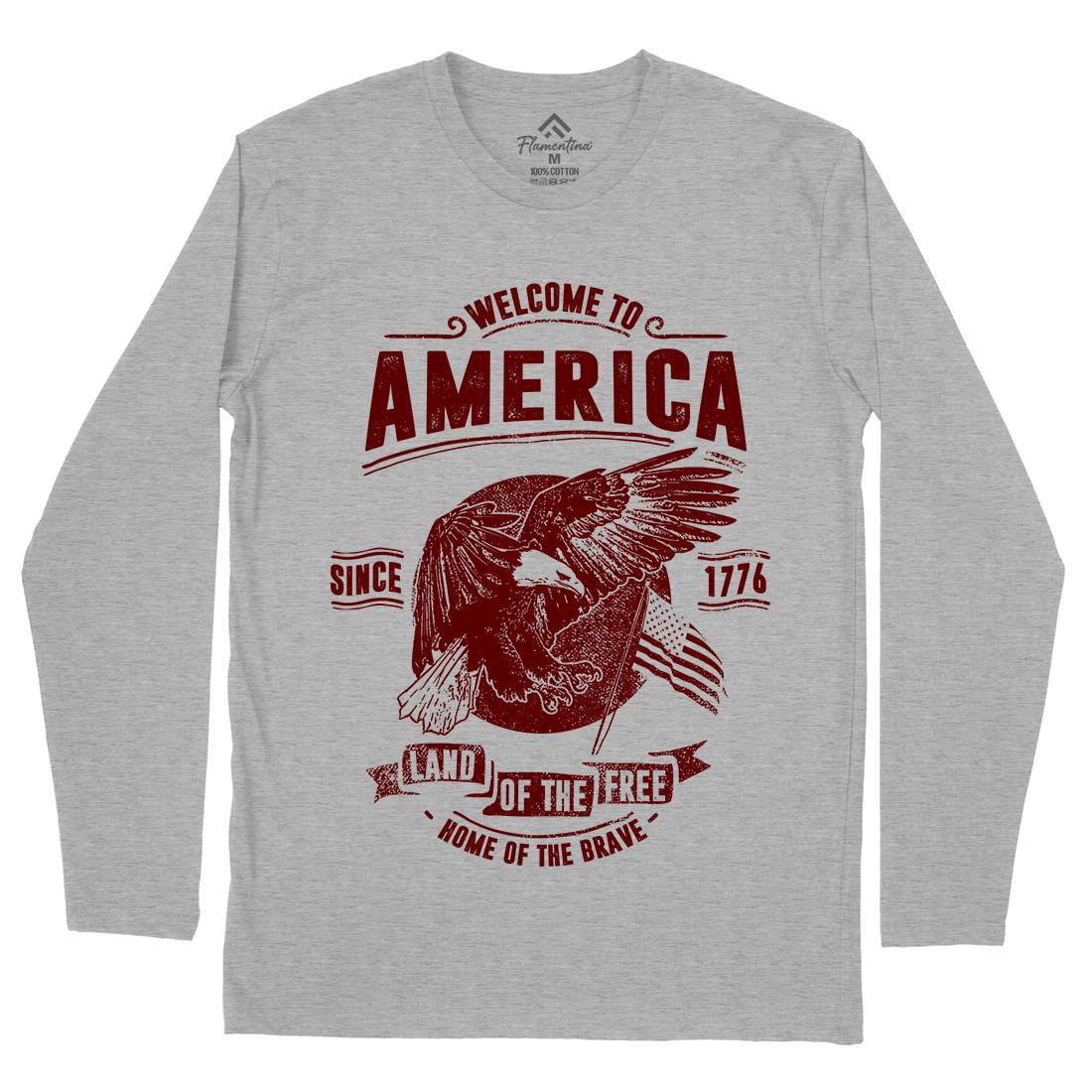 Welcome To America Mens Long Sleeve T-Shirt American C994