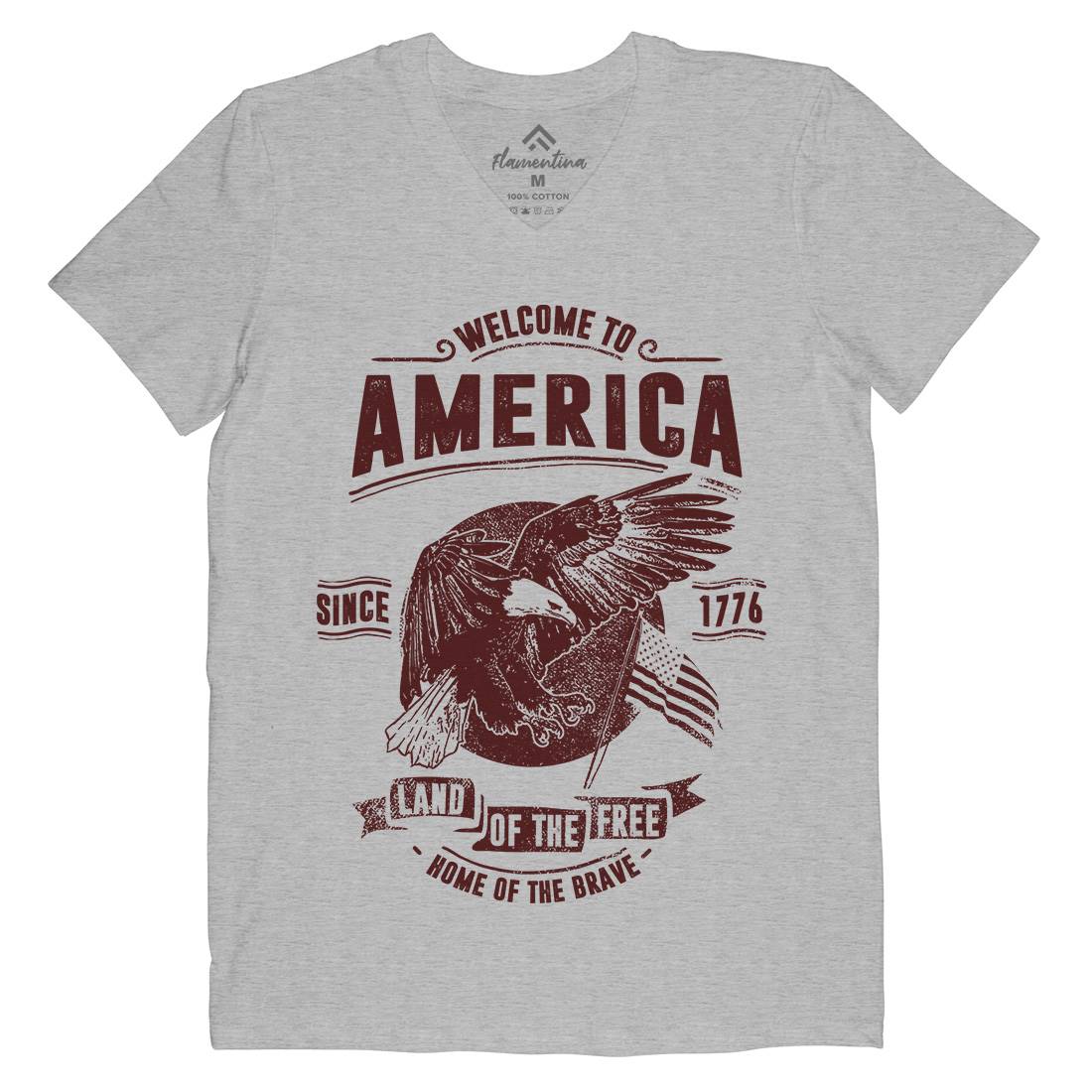 Welcome To America Mens Organic V-Neck T-Shirt American C994