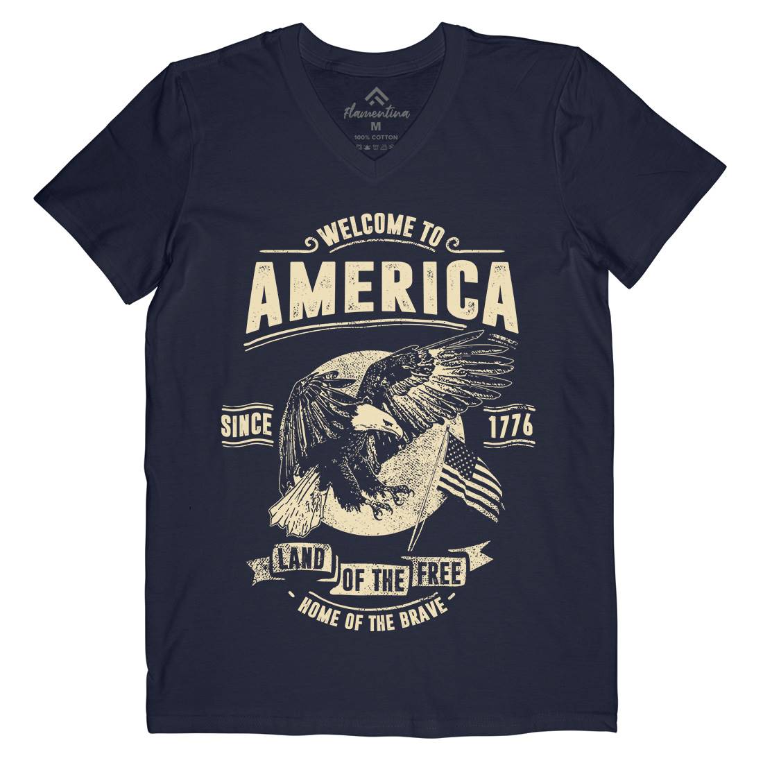 Welcome To America Mens V-Neck T-Shirt American C994