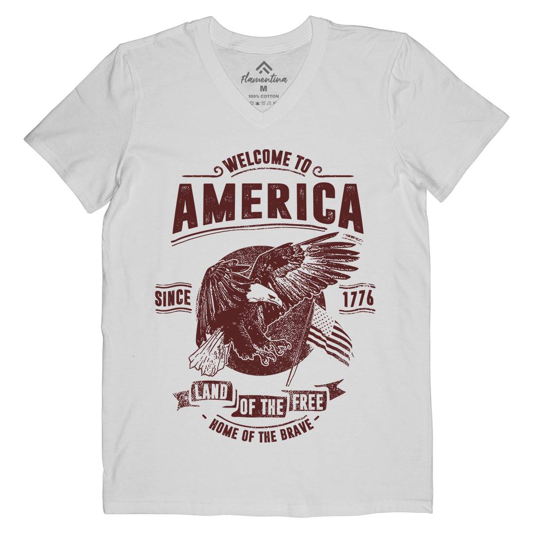 Welcome To America Mens V-Neck T-Shirt American C994