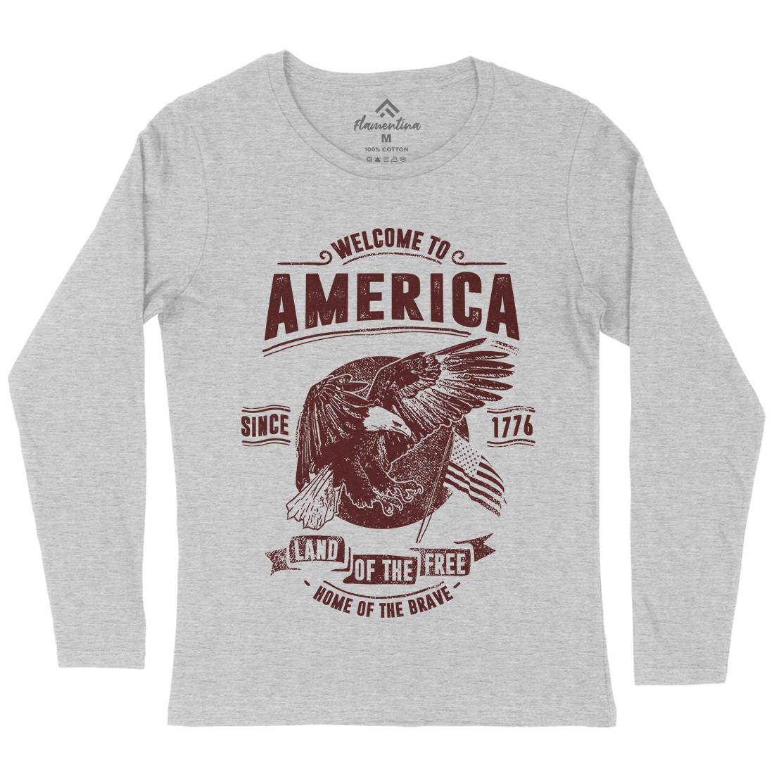 Welcome To America Womens Long Sleeve T-Shirt American C994
