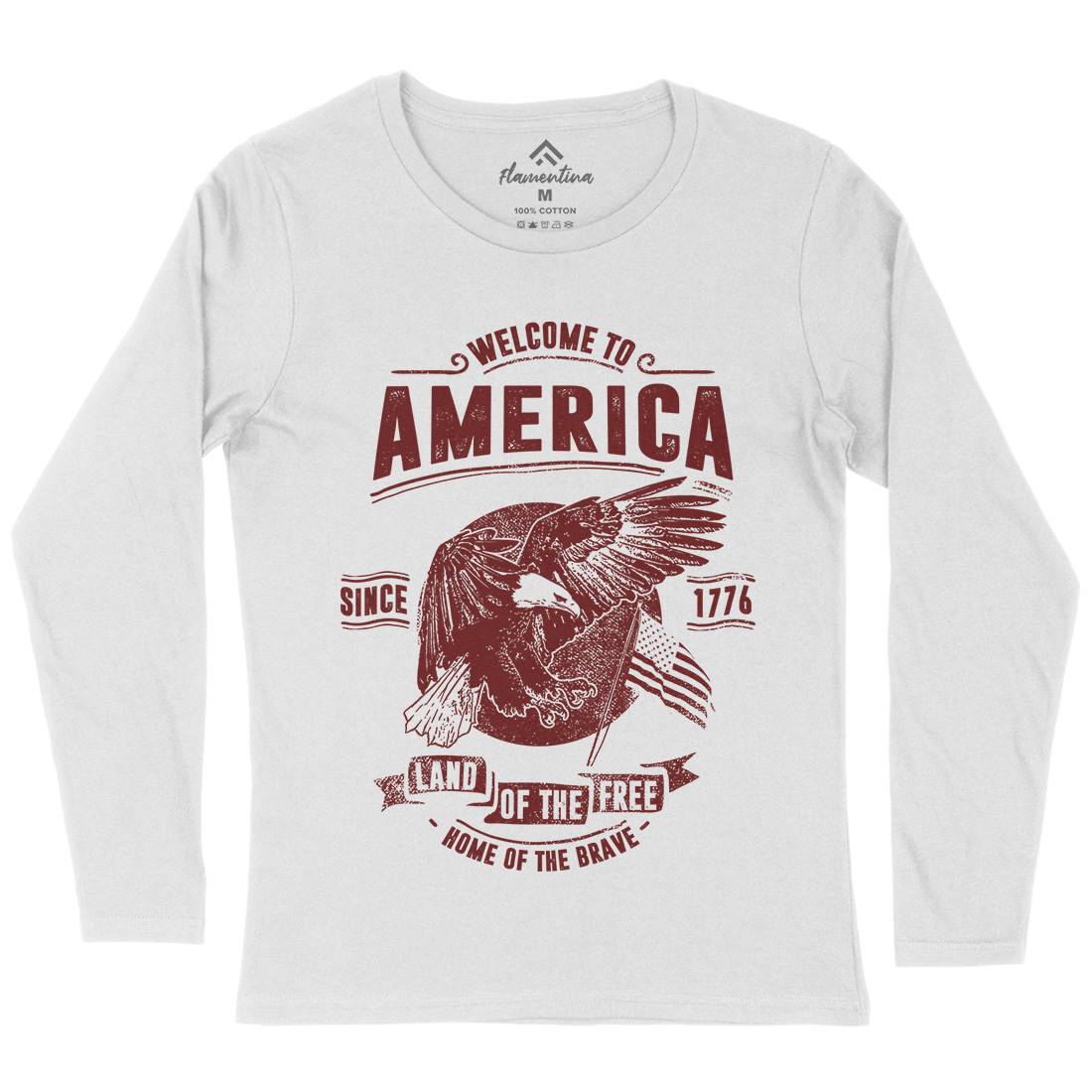 Welcome To America Womens Long Sleeve T-Shirt American C994