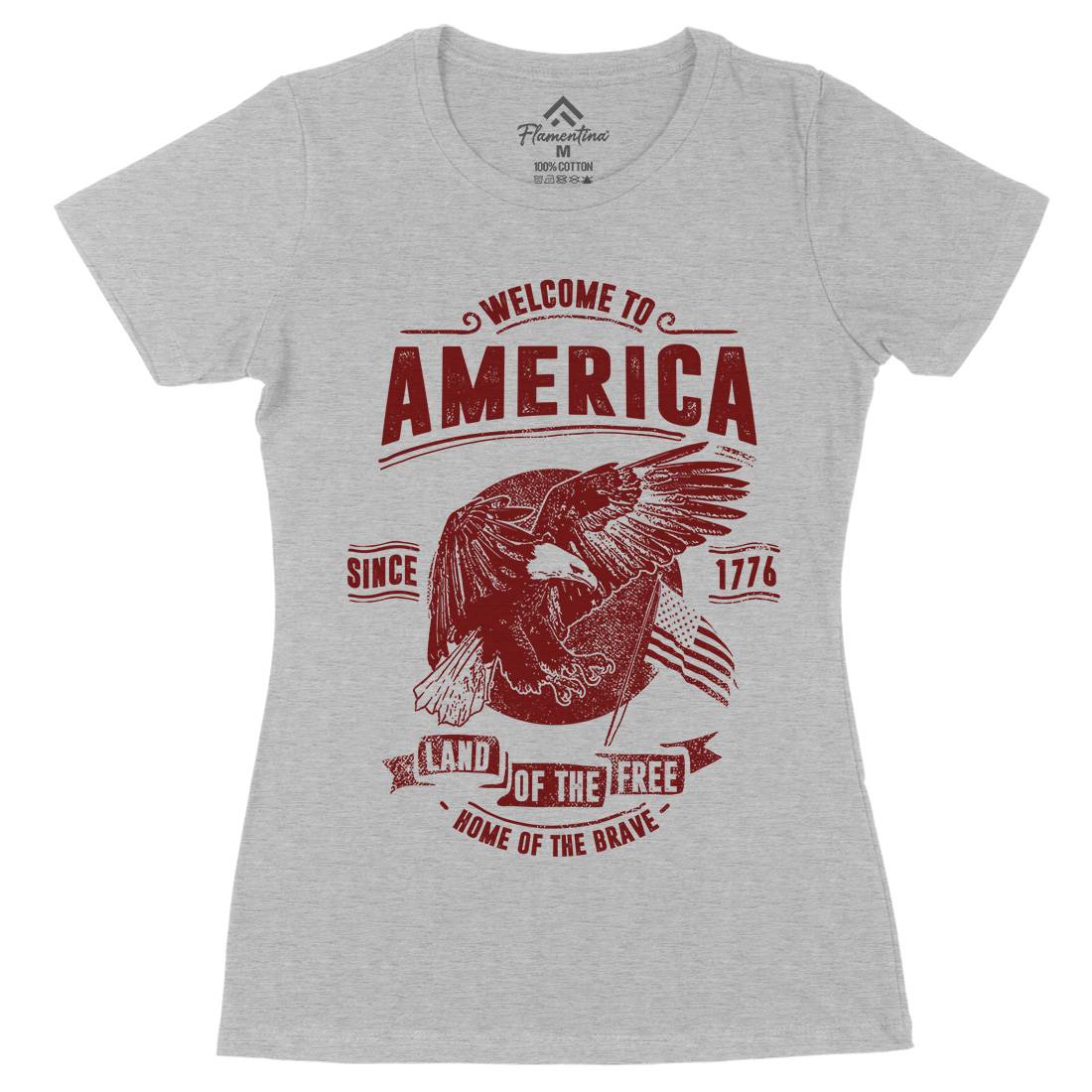 Welcome To America Womens Organic Crew Neck T-Shirt American C994