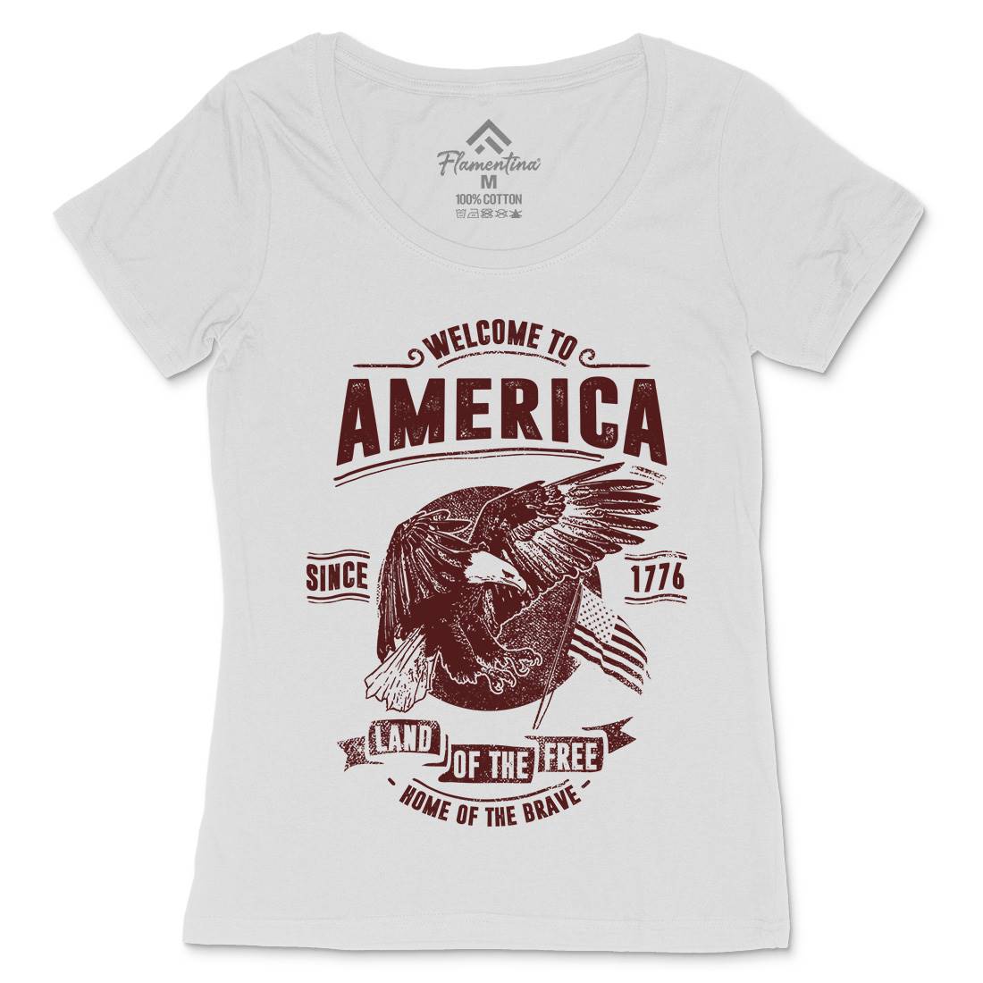 Welcome To America Womens Scoop Neck T-Shirt American C994