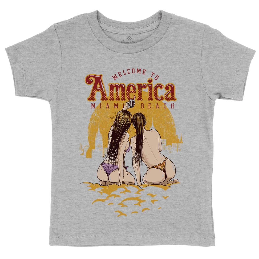 Welcome To America Kids Crew Neck T-Shirt American C995