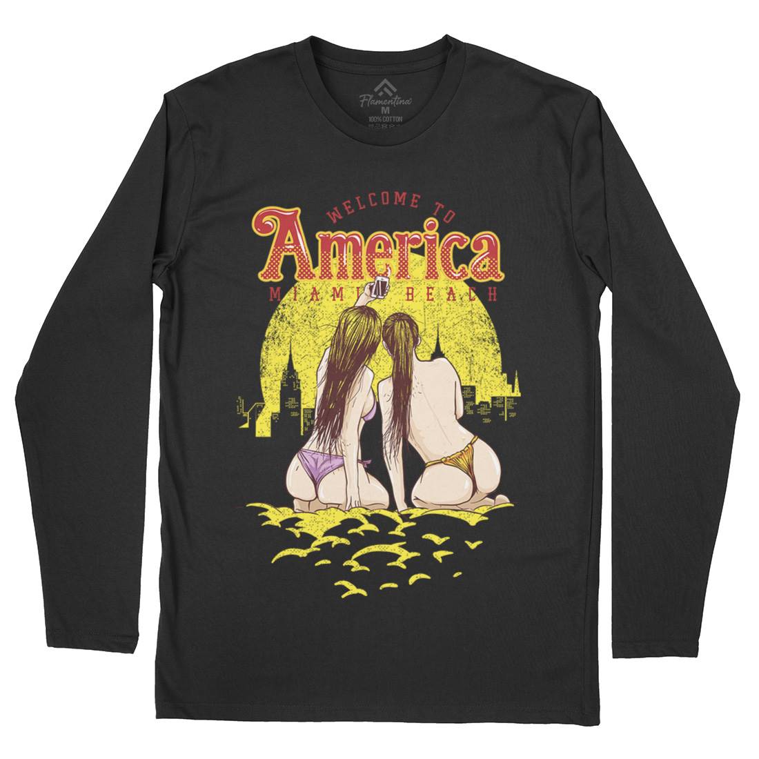 Welcome To America Mens Long Sleeve T-Shirt American C995
