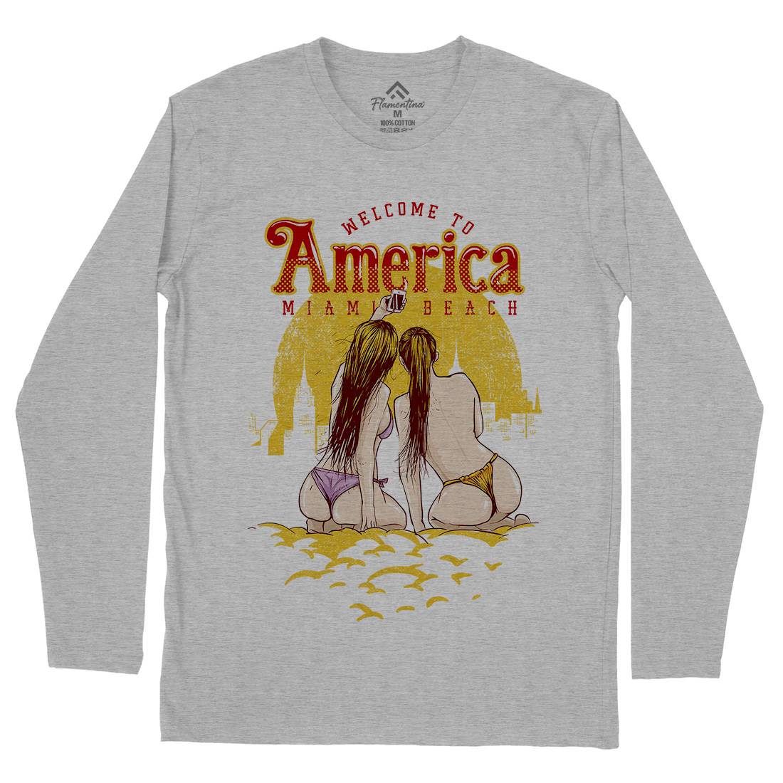 Welcome To America Mens Long Sleeve T-Shirt American C995
