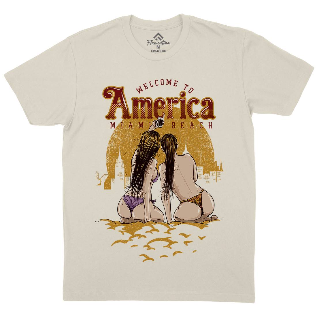Welcome To America Mens Organic Crew Neck T-Shirt American C995