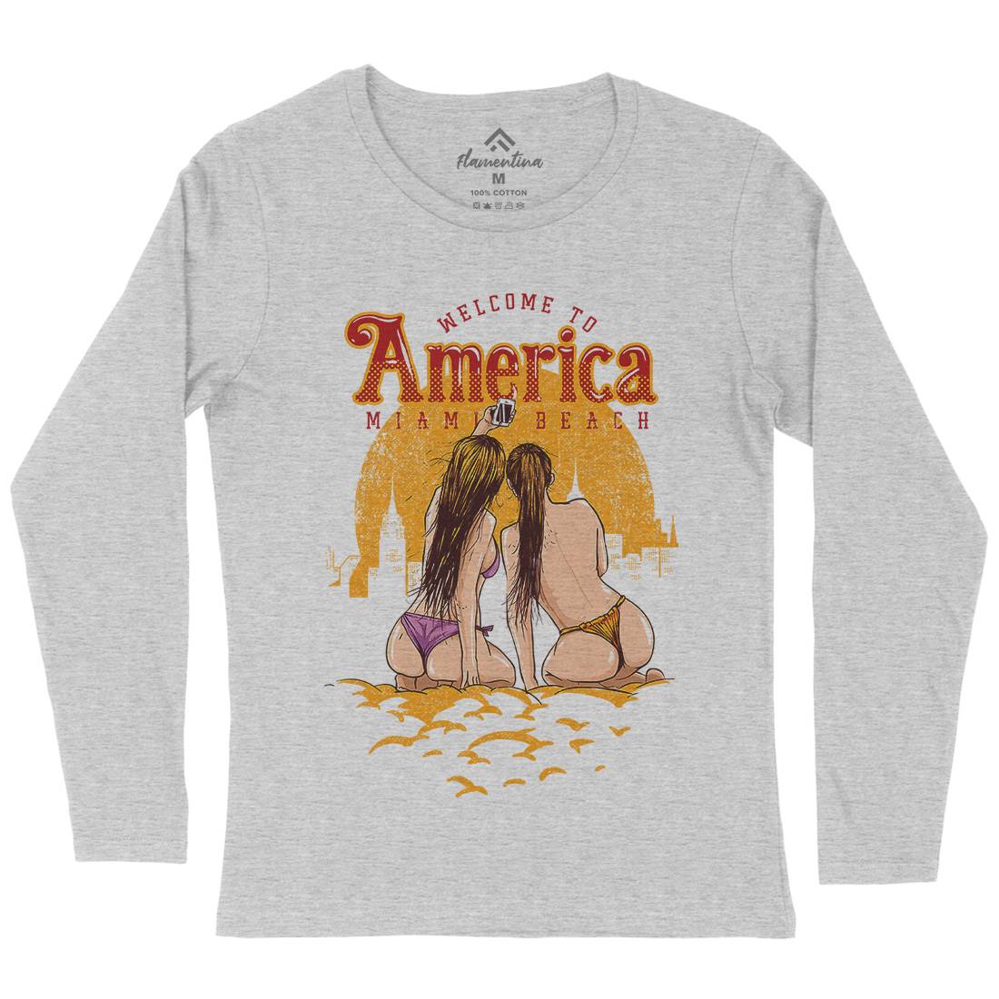 Welcome To America Womens Long Sleeve T-Shirt American C995