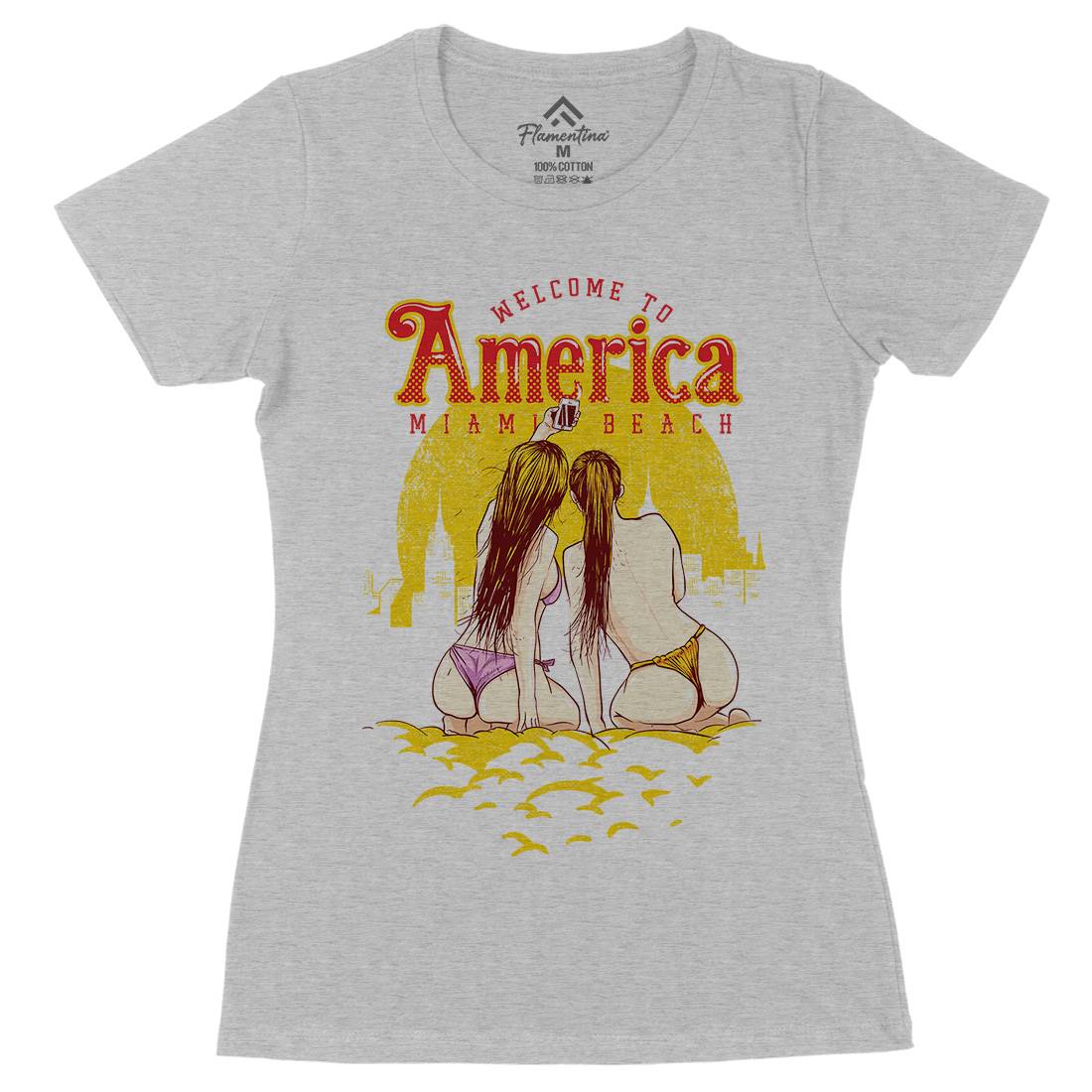 Welcome To America Womens Organic Crew Neck T-Shirt American C995