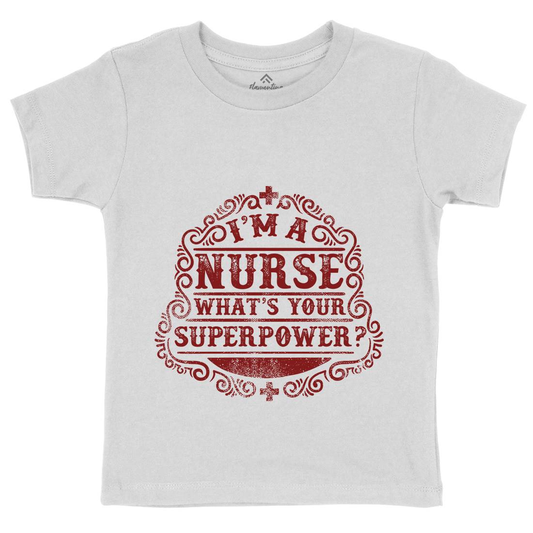 What&#39;s Your Superpower Kids Organic Crew Neck T-Shirt Work C996